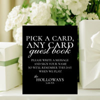 Modern Elegant B&W Playing Card Guest Book