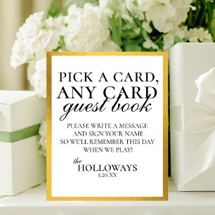 Modern Elegant B&W Playing Card Guest Book Sign
