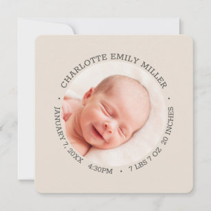 Modern Elegant Baby Birth Announcement Photo Card