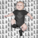 modern elegant baby first christmas baby bodysuit<br><div class="desc">Baby's First Christmas holiday design. Hand drawn christmas tree pattern with space for babies name,  year and photograph and other details on the back.
part of a collection.</div>