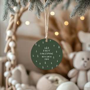 modern elegant baby first christmas baby ceramic ornament