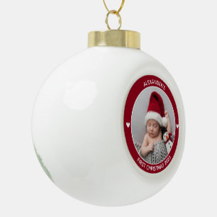Modern Elegant Baby First Christmas Keepsake  Ceramic Ball Christmas Ornament
