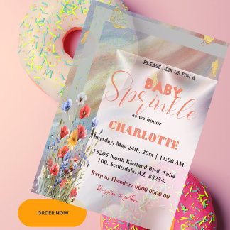 modern elegant Baby Sprinkle Invitation Girl