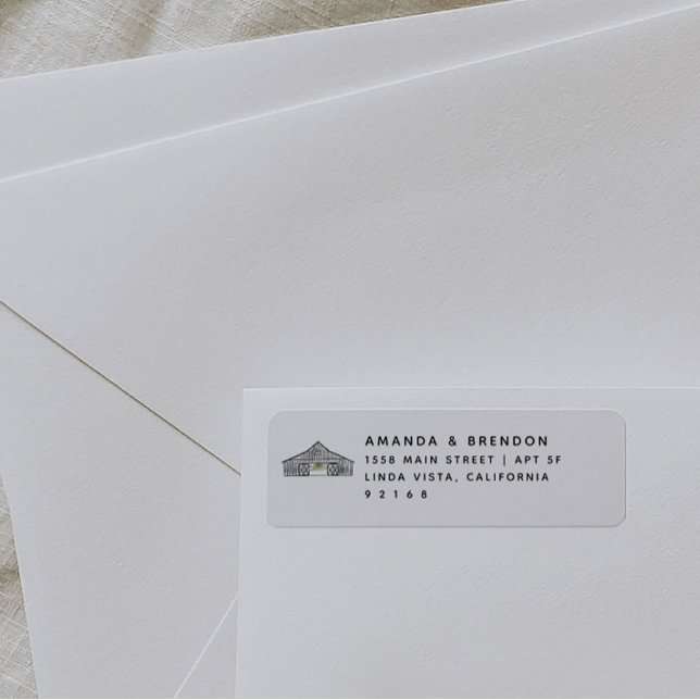 Modern Elegant Barn Return Address Label (Creator Uploaded)