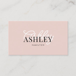 Modern Elegant Basic Typography Script Blush Pink Business Card