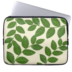 Modern  & Elegant  Bay Leaves on Ivory Laptop Sleeve