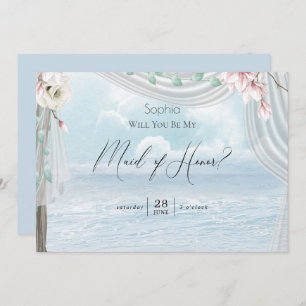 Modern Elegant Beach Arbor Be My Maid of Honour Invitation