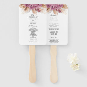 Modern Elegant Beauty Pink Orchid & Pampas & Gold  Hand Fan