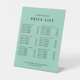 Modern Elegant Beauty Salon Price List Pedestal Sign