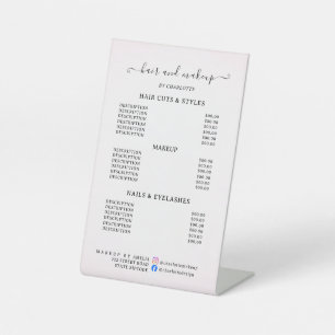 Modern Elegant Beauty Salon Price List Pedestal Sign