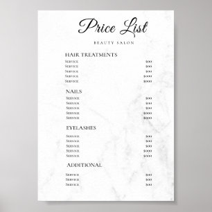Modern Elegant Beauty Salon Price List Poster