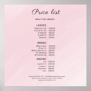 Modern Elegant Beauty Salon Price List Poster
