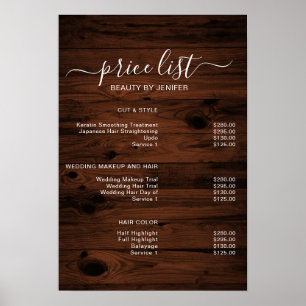 Modern Elegant Beauty salon price list Poster