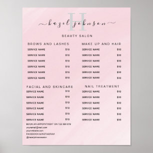 Modern Elegant Beauty Salon Price List Poster