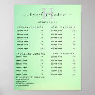 Modern Elegant Beauty Salon Price List Poster