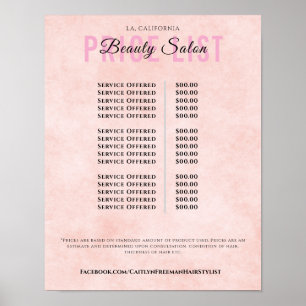 Modern Elegant Beauty Salon Price List Poster