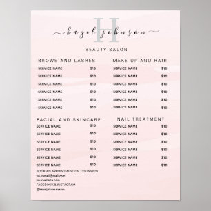 Modern Elegant Beauty Salon Price List Poster