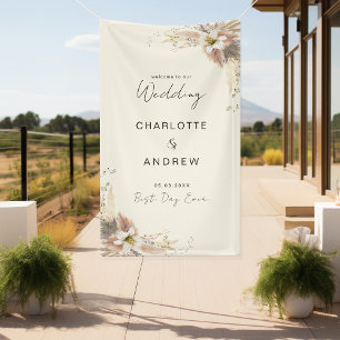 Modern, elegant, beige boho wedding  banner