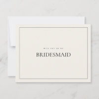 Modern & Elegant Beige Bridesmaid Proposal Card
