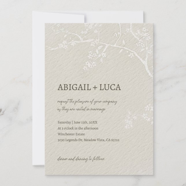 Modern Elegant Beige Chinoiserie Wedding Invitation (Front)
