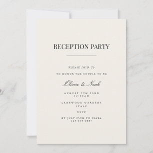 Modern & Elegant Beige Reception Invitation Card