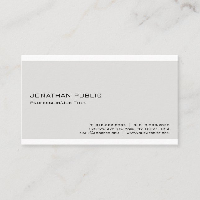 Modern Elegant Beige White Professional Minimalist Business Card (Front)