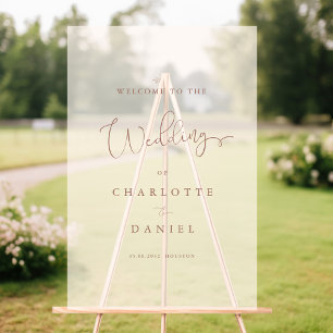 Modern, Elegant, Beige-White-Transparent, Script, Acrylic Sign