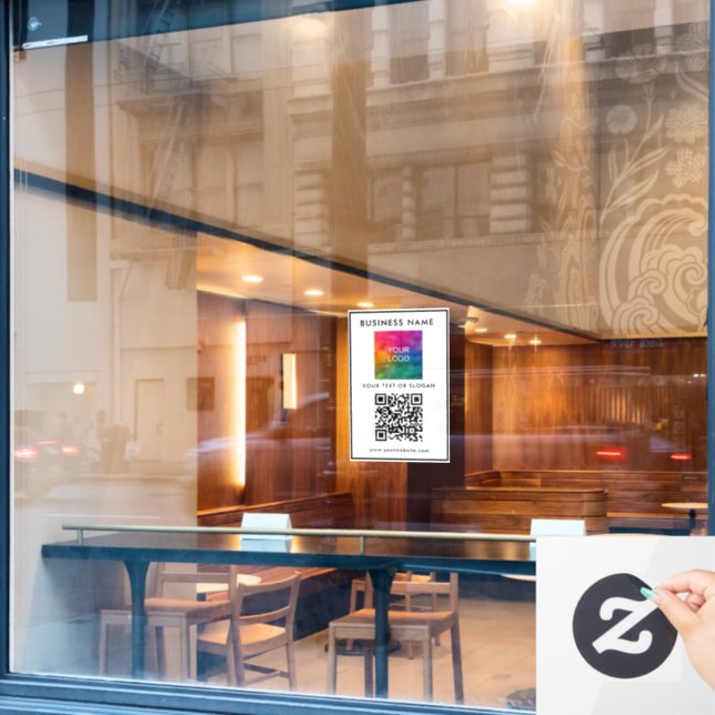 Modern Elegant Best Business Company Logo QR Code Window Cling (Cafe Window)