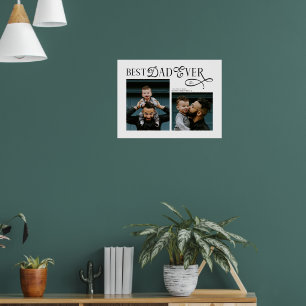 Modern Elegant Best Dad Ever 2 Photos Fathers Day Poster
