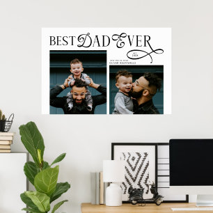Modern Elegant Best Dad Ever 2 Photos Fathers Day Poster