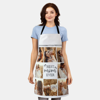 Modern Elegant Best Mom Ever Custom Photo Collage Apron