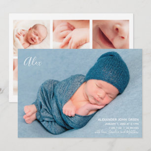 Modern Elegant Birth Announcement Photo Card