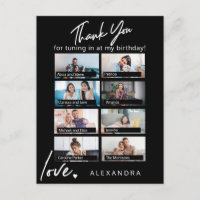 Modern elegant birthday thank you photo collage
