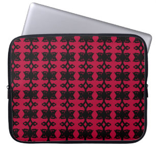 Modern Elegant Black and Burgundy Red Pattern Laptop Sleeve