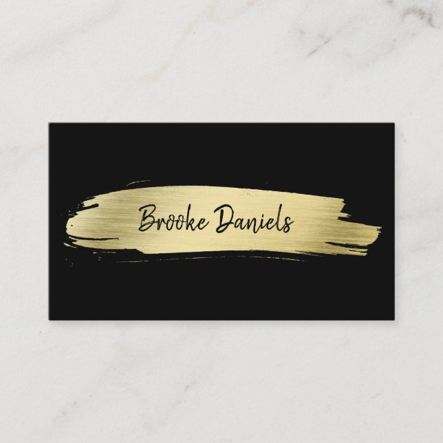 Modern Elegant Black and Gold Business Card (Front)