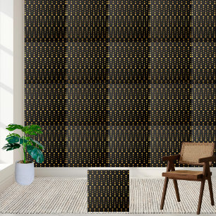 Modern Elegant Black and Gold Geometric Hexagon  Tile