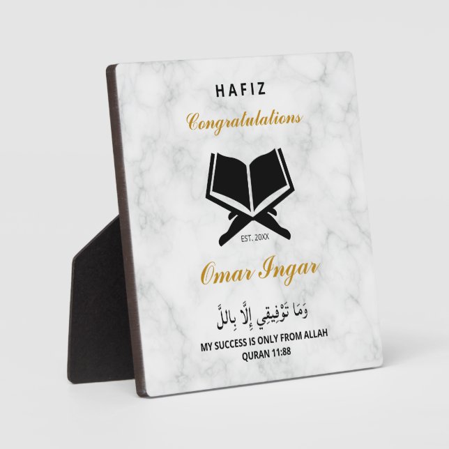 Modern Elegant Black and Gold Graduation Keepsake Plaque (Front)