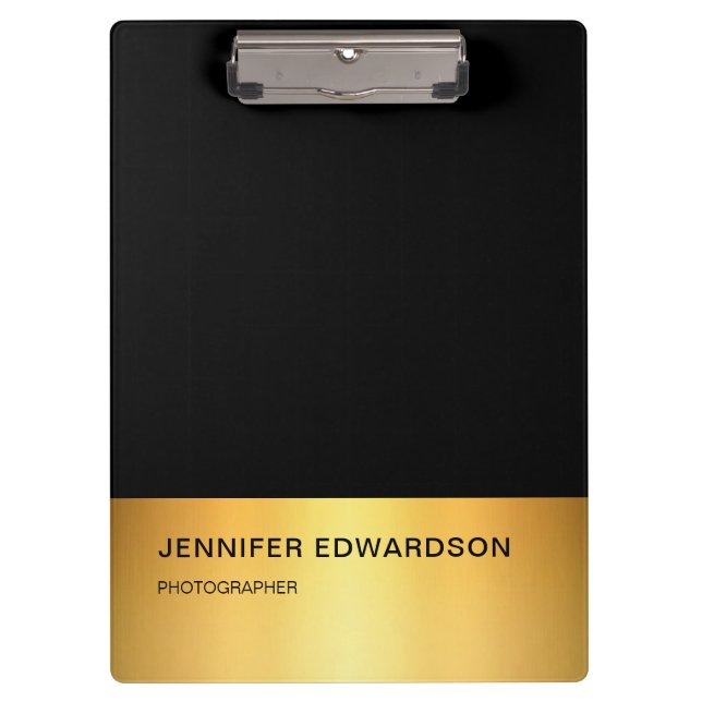 Modern elegant black and gold professional clipboard (Front)