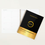 Modern elegant black and gold professional planner<br><div class="desc">Modern elegant black and gold personal,  business planner.
Add your own name,  logo and text at the front to personalize.</div>