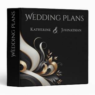 Modern Elegant Black and Gold Wedding Binder
