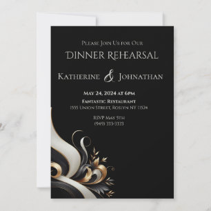 Modern Elegant Black and Gold Wedding Invitation