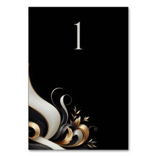 Modern Elegant Black and Gold Wedding Table Number