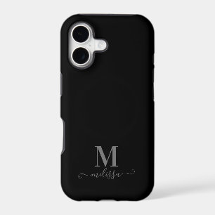 Modern Elegant Black and Grey Monogrammed