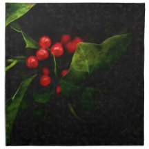 Modern Elegant Black and Red Holly Watercolor