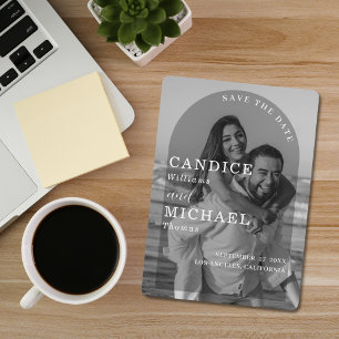 Modern Elegant Black And White Arch Photo Wedding Save The Date