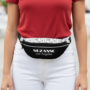 Modern Elegant Black and White Fanny Pack