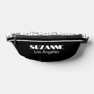 Modern Elegant Black and White Fanny Pack