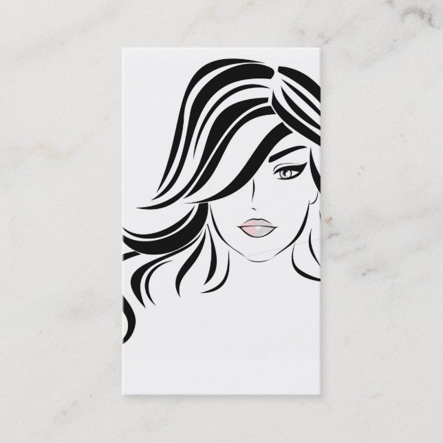 Modern Elegant Black and White Girly Hair Stylist  Business Card (Front)