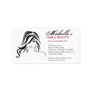 Modern Elegant Black and White Girly Hair Stylist  Label