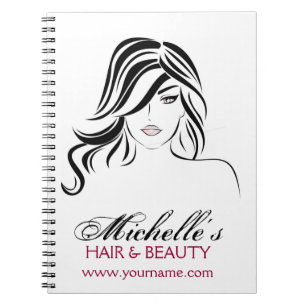 Modern Elegant Black and White Girly Hair Stylist Notebook